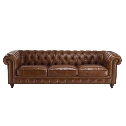 Canapé marron CHESTERFIELD capitonné vintage 3 places - OCTAVE