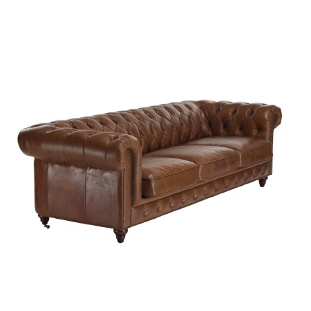 OCTAVE - Vintage Brown Leather Tufted Chesterfield Sofa 3 Seater