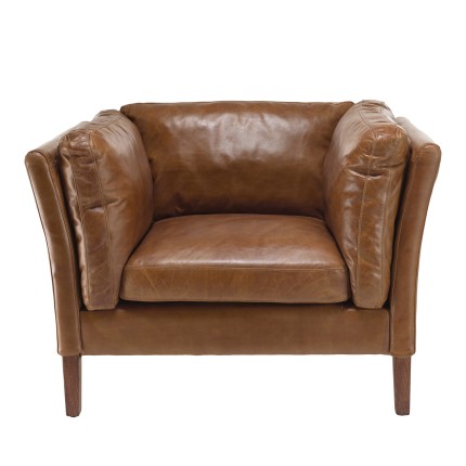 Fauteuil vintage en cuir marron OCTAVE MILANO