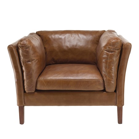 Fauteuil vintage en cuir marron OCTAVE MILANO