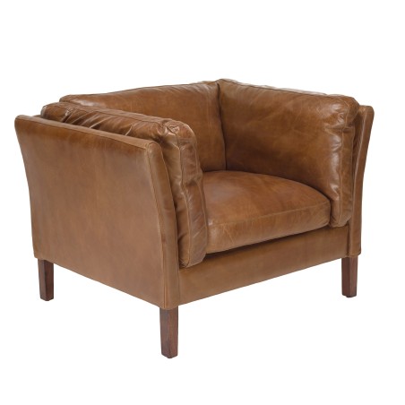 OCTAVE Vintage Brown MILANO Armchair - Wood Legs