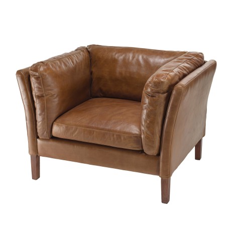 OCTAVE Vintage Brown MILANO Armchair - Wood Legs