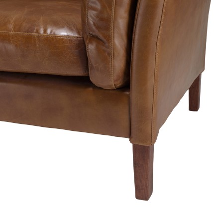 Canapé marron MILANO vintage cuir 3 places OCTAVE