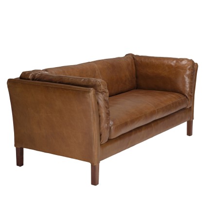 Canapé marron MILANO vintage cuir 3 places OCTAVE