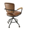 OCTAVE Vintage Brown Desk Armchair - Black Metal Legs & Wooden Armrests