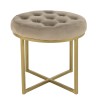 AGATHE Round Stool 41x41cm Taupe Velvet with Gold Metal Legs