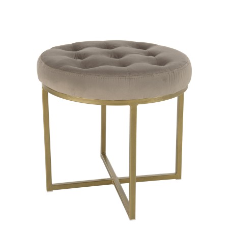 Tabouret rond AGATHE velours taupe 41x41cm