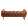 AGATHE Orange Velvet Bed Bench with Gold Metal Legs