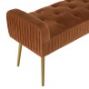 Banc de lit en velours AGATHE - Orange et métal doré