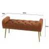 Banc de lit en velours AGATHE - Orange et métal doré