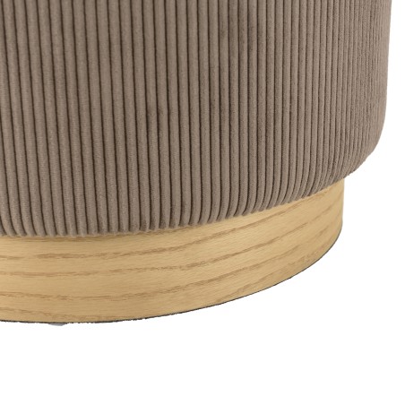 AGATHE Round Stool 40x40cm Brown Corduroy with Wooden Base