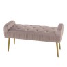 AGATHE - Powder Pink Velvet Bed Bench with Gold Metal Legs
