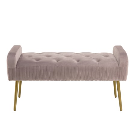 Banc de lit AGATHE velours rose poudré