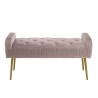 AGATHE - Powder Pink Velvet Bed Bench with Gold Metal Legs