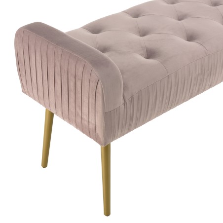 AGATHE - Powder Pink Velvet Bed Bench with Gold Metal Legs