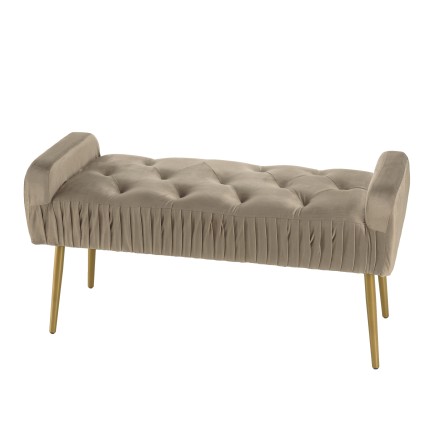 AGATHE Taupe Velvet Bed Bench with Gold Metal Legs