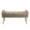 AGATHE Taupe Velvet Bed Bench with Gold Metal Legs