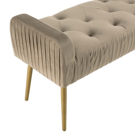 AGATHE Taupe Velvet Bed Bench with Gold Metal Legs