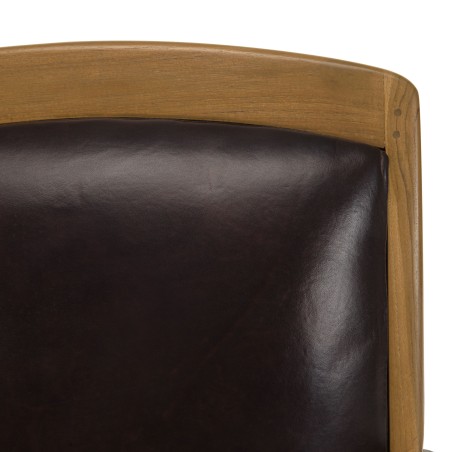 Fauteuil teck et cuir marron DAK