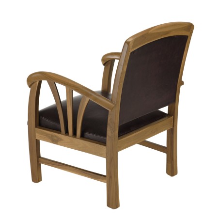 Fauteuil teck et cuir marron WALLY