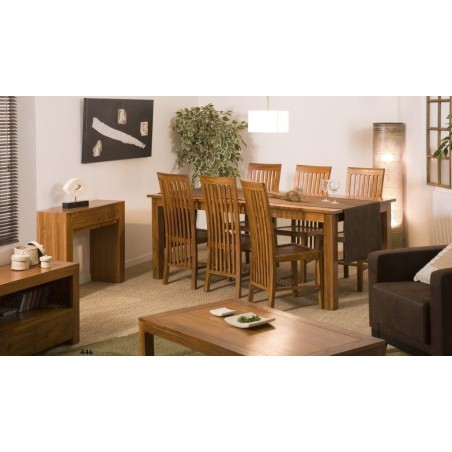 Modern Brown Teak Wood Console Table with 2 Drawers
