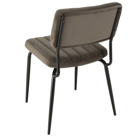 Chaise velours gris foncé AGATHE - Pieds métal noir