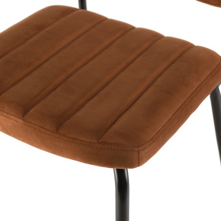Chaise AGATHE velours orange pieds métal noir