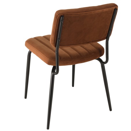 Chaise AGATHE velours orange pieds métal noir