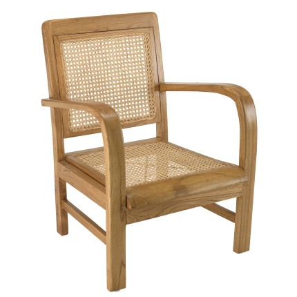 Fauteuil WALLY - Bois de Mindi et cannage clair