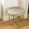 AGATHE Round Stool 41x41cm Taupe Velvet with Gold Metal Legs