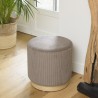 AGATHE Round Stool 40x40cm Brown Corduroy with Wooden Base