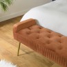 Banc de lit en velours AGATHE - Orange et métal doré