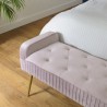 Banc de lit AGATHE velours rose poudré