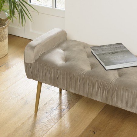 Banc de lit AGATHE en velours taupe