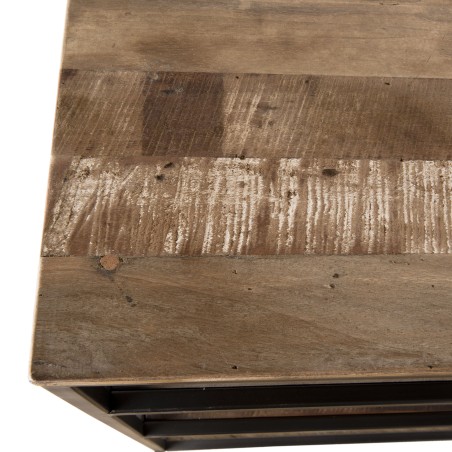 SIXTINE Console Brown 4 Levels Recycled Teak Acacia Mahogany Metal Black