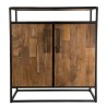 SIXTINE - Brown Buffet 2 Doors 1 Shelf Teak Recycled Black Metal
