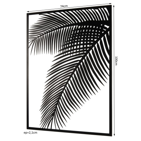 Décoration murale TOD - 74x100cm métal noir feuilles palmier