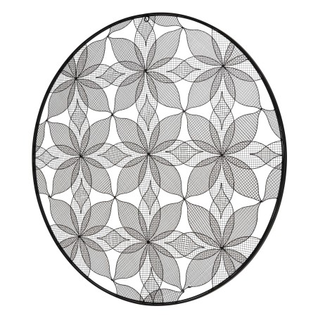 TOD - Round Wall Decoration 90x90cm Black Metal Flowers