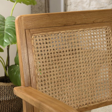 Fauteuil WALLY - Bois de Mindi et cannage clair