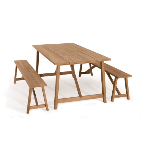 Teak Wood Garden Furniture Set - KIM - 6/8 pers
