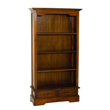 Bibliothèque LAUREN marron 3 étagères 2 tiroirs bois Mindi