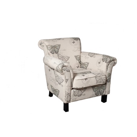 Fauteuil blanc WILL en tissu papillon