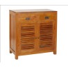 API - Bahut marron 2 portes persiennes 2 tiroirs bois Teck