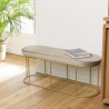 Banc velours gris taupe AGATHE - Pieds métal doré