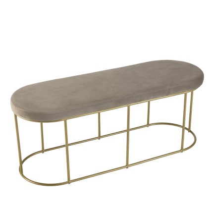 AGATHE Taupe Grey Velvet Bench with Gold Metal Legs - Trendy and Comfortable