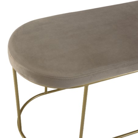 AGATHE Taupe Grey Velvet Bench with Gold Metal Legs - Trendy and Comfortable