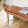 Banc velours orange AGATHE - Pieds métal doré