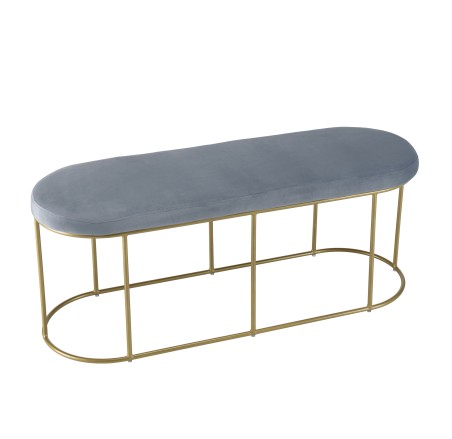 Banc AGATHE velours bleu pieds métal doré