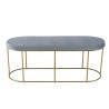 Banc AGATHE velours bleu pieds métal doré