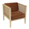 AGATHE Cane Armchair with Removable Orange Velvet Seat
